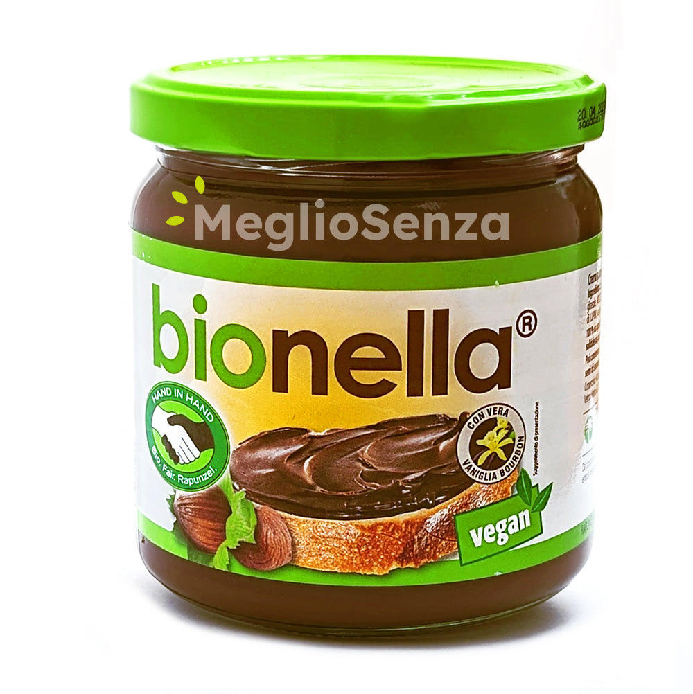 Bionella - Crema spalmabile con nocciole e cacao - biologica -  vegan - senza latte - senza uova - MeglioSenza
