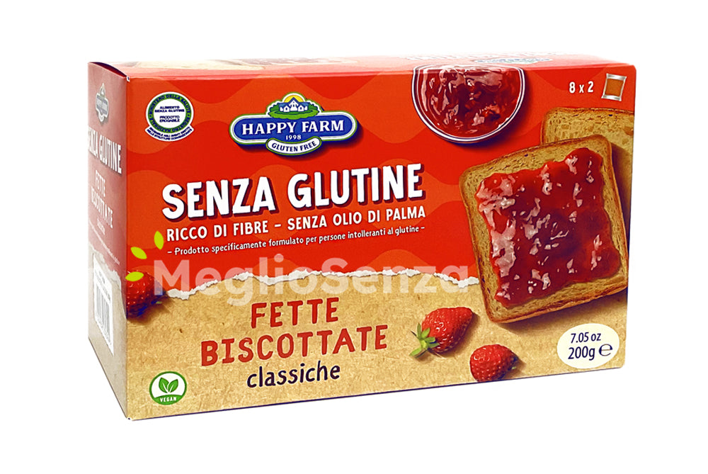 Happy Farm - Fette Biscottate - Senza Glutine - Senza latte - Senza Lattosio - Senza Uova - MeglioSenza
