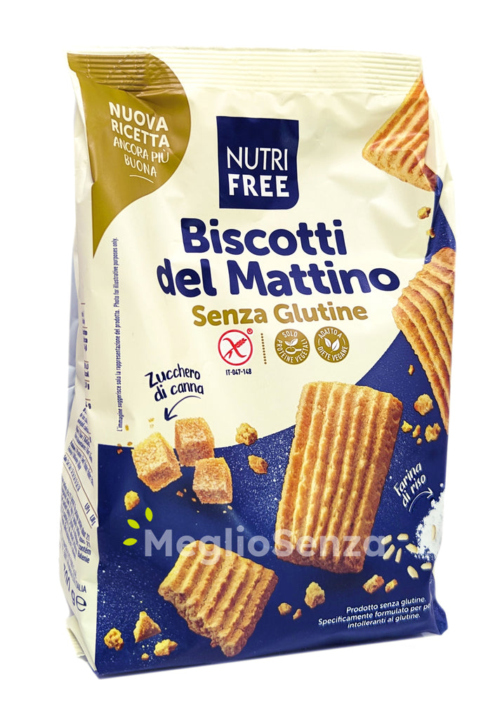 Nutrifree - Biscotti del Mattino - Senza Glutine - Senza Lattosio - Senza Latte - Senza Uova - Vegan - MeglioSenza