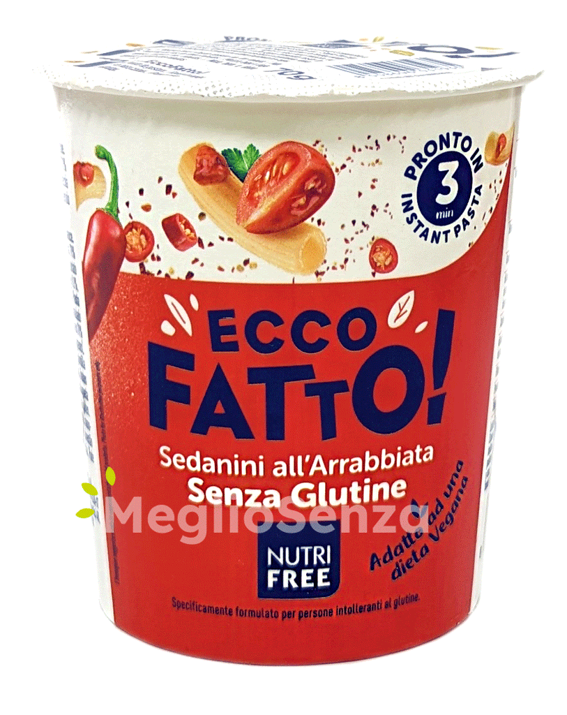 Nutrifree - Ecco Fatto - Sedanini all'Arrabbiata - Vegan - Senza Glutine - MeglioSenza