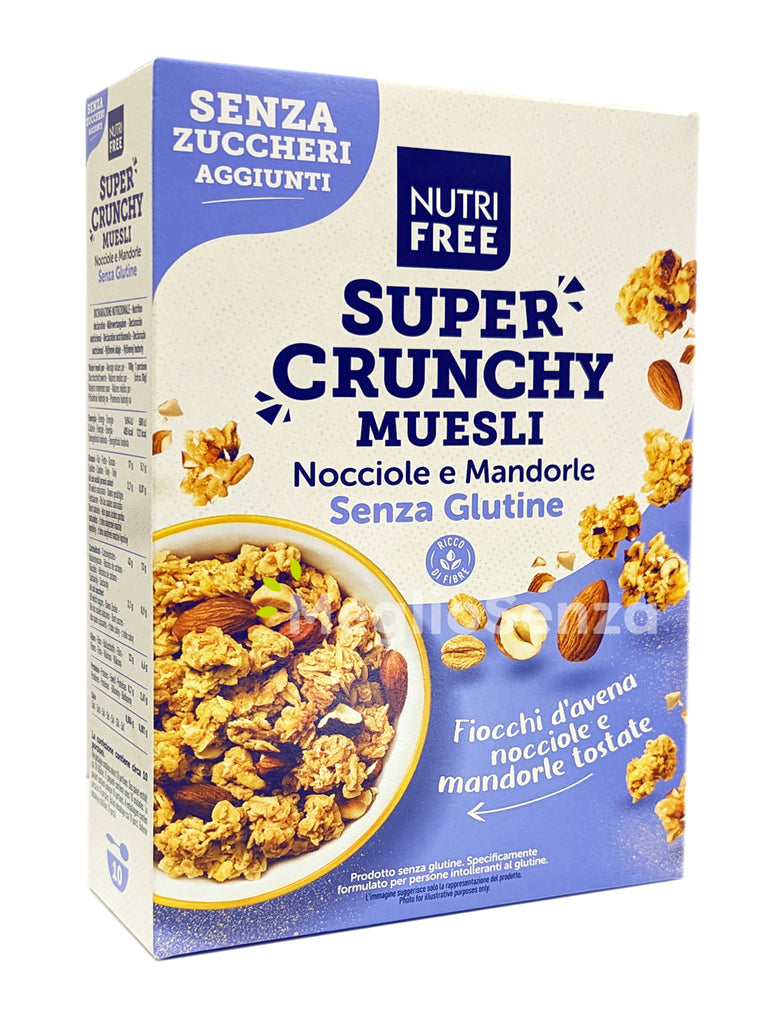 Nutrifree - Super Crunchy - Muesli Nocciole e Mandorle - Senza Glutine - Senza Uova - Senza zuccheri aggiunti - MeglioSenza