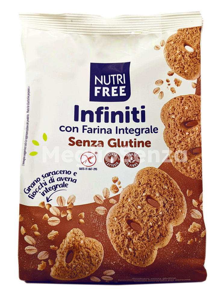 Nutrifree -Infiniti - Biscotti con farina integrale - Senza Glutine - Senza Lattosio - MeglioSenza
