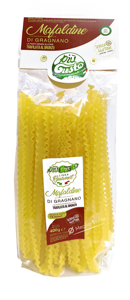 Più Gusto - Pasta di Gragnano Mafaldine - Senza Glutine - Senza Lattosio - Senza Latte - Senza Uova - Vegan - Meglio Senza